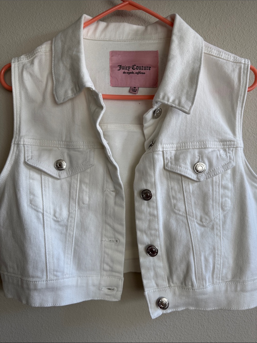 Juicy Couture White Sleeveless Denim Vest
